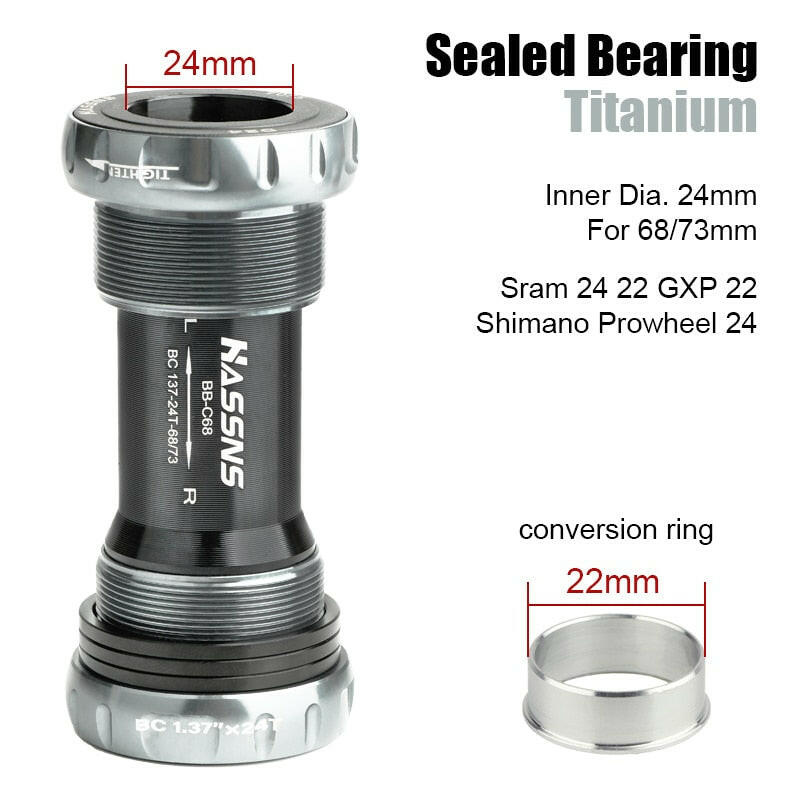 HASSNS Central Movement Bicycle Bottom Bracket Mtb Hollowtech Central Movement Mountain Bike Ceramics BB For Integrated Crankset-WAYBIKER