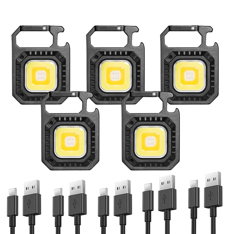 Mini LED Flashlight Keychain Light Multifunctional Portable COB Camping Flashlights USB Charging Work Lights Working for 5 Hours-WAYBIKER