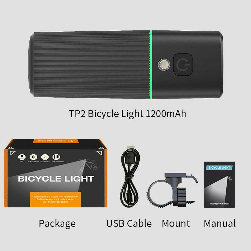 NATFIRE Powerful Bike Light OLED Display 10000mAh Rechargeable Bicycle Headlight Flashlight Type-C Charging 2000LM Lamp-WAYBIKER