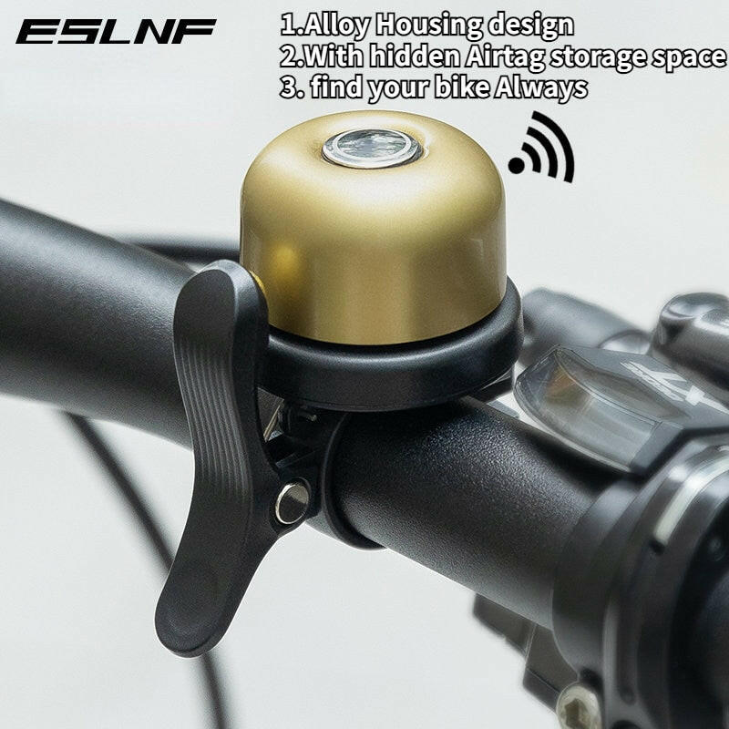 ESLNF Bicycle Airtag Location Anti-Theft Bell Stainless Steel Bicycle Handlebar Bell Portable Alarm Safety Bicycle Accessories