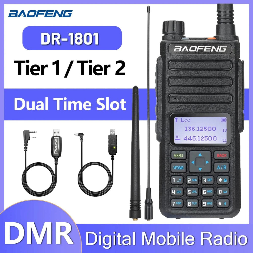 Baofeng DR-1801 DMR Digital Walkie Talkie Dual Time Slot Analog Tier 1&2 Long Range Dual Band 1024CH DM-1801 Ham Two Way Radio-WAYBIKER
