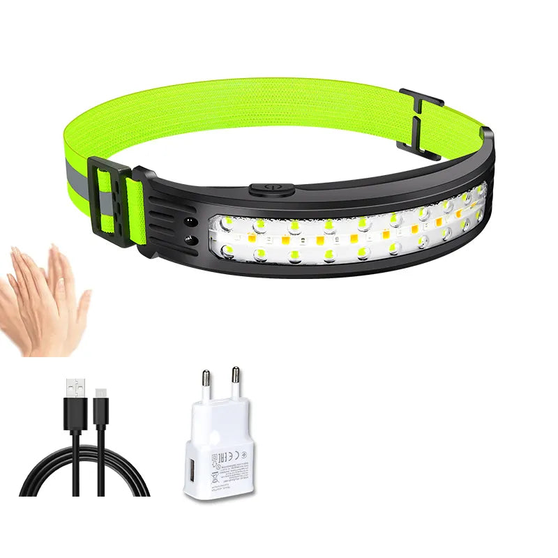 Led Headlamp Sensor Headlight Rechargeable Waterproof Search Light Head Flashlight 6 Lighting Modes for Camping Fishing Hiking-WAYBIKER