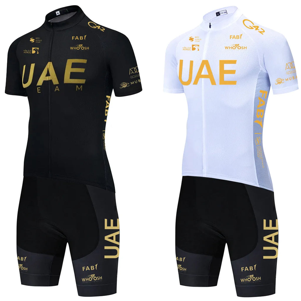 UAE Cycling Jersey Set 2023 Man's Team Short Sleeve Cycling Clothing MTB Bike Uniform Maillot Ropa Ciclismo Summer Bicycle Wear