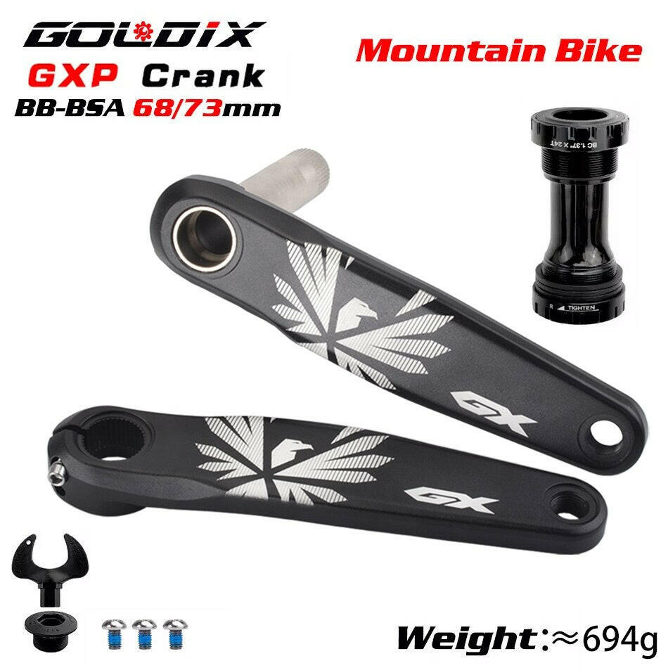 GOLDIX GX Bicycle Crankset 170/175mm Crank Install Directly GXP 0mm Offset Chainring 30/32/34/36/38T Mountain Bike Crankset-WAYBIKER