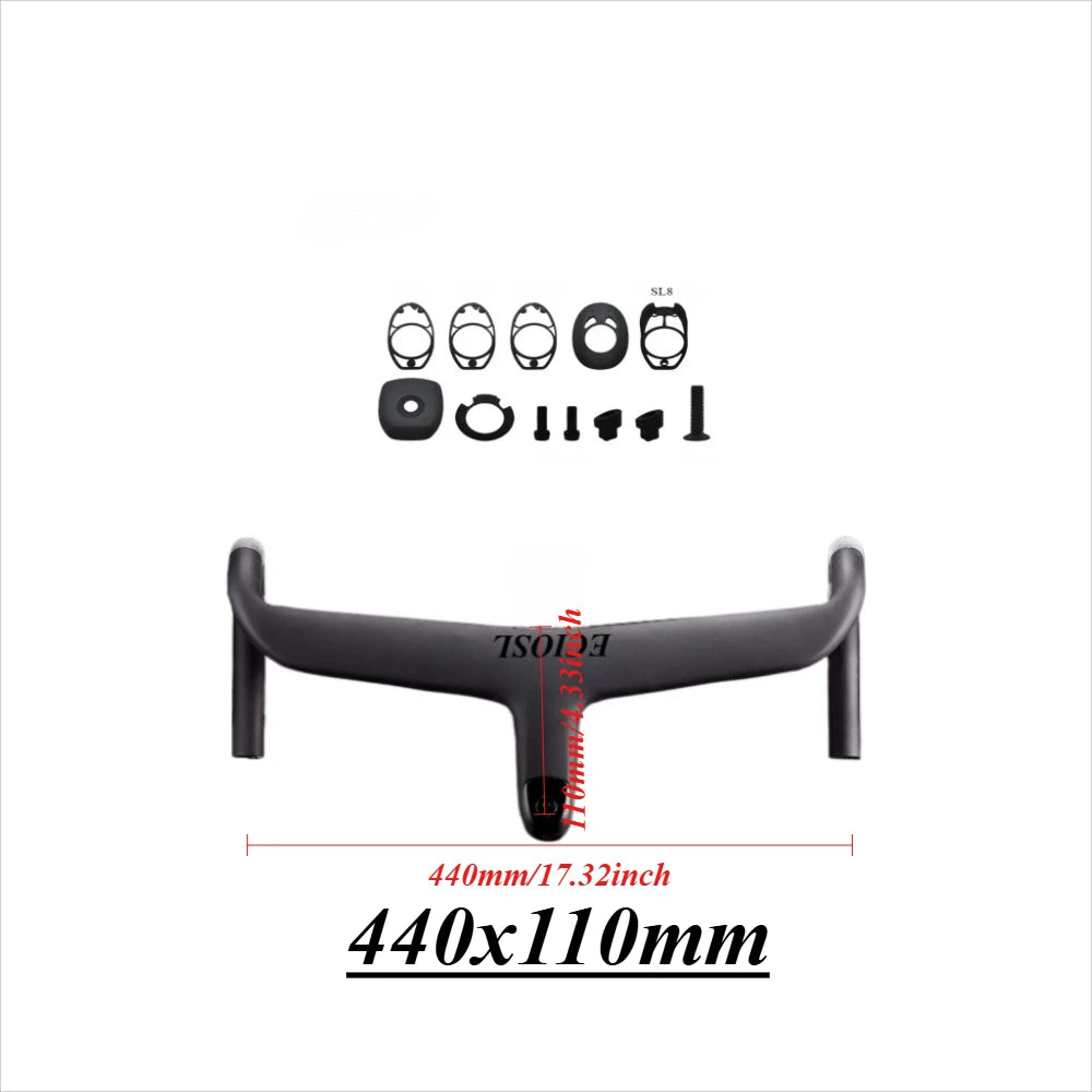 ECIOSL Carbo handlebar carbon stem roval Internal Cable Routing Road Bicycle Handlebar Cockpit Di2 color changing laser