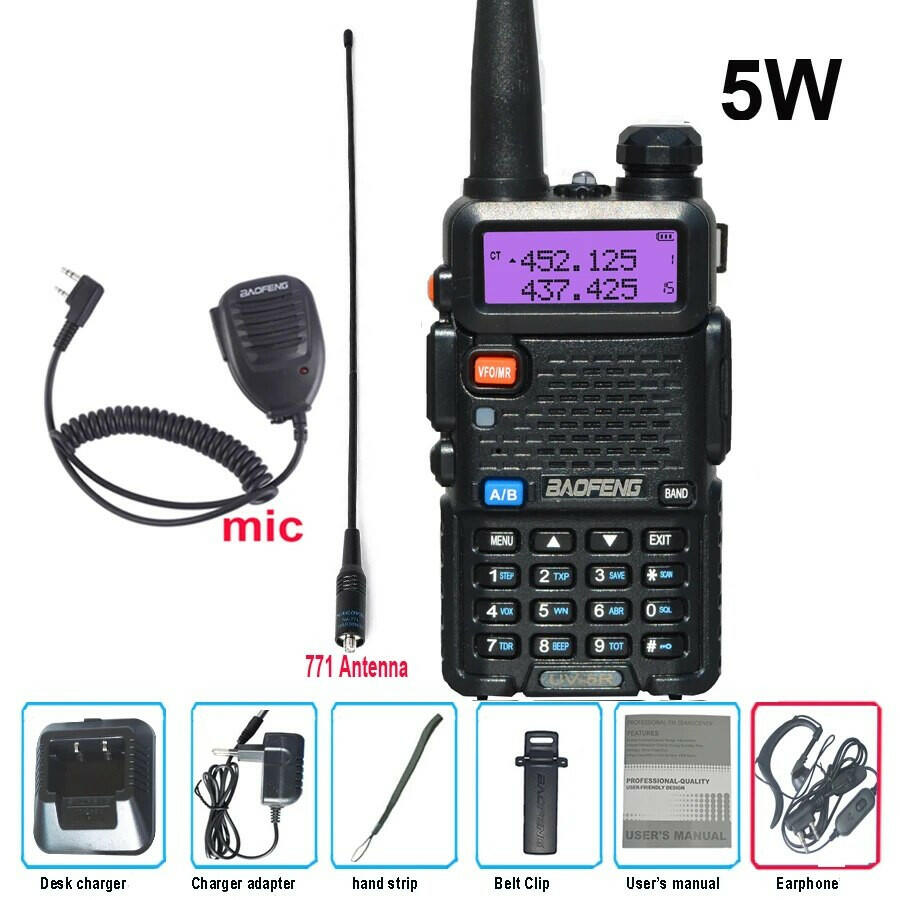 Original Baofeng UV-5R FM Walkie Talkie 5W Portable Ham Amateur CB Radio Dual Band VHF/UHF Transceiver Two Way Radios Hunting-WAYBIKER