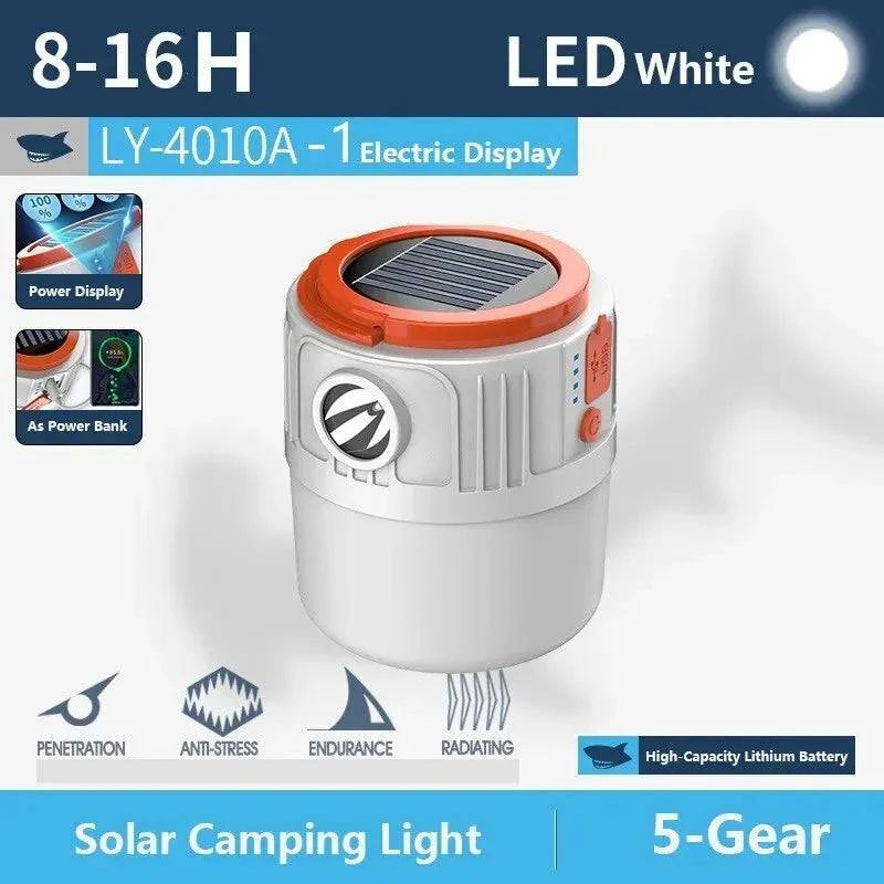 Solar Camping Light Power Bank LED Camping Lanterns 6 Gears Remote Control Waterproof Outdoor Tent Light Rechargeable Flashlight-WAYBIKER