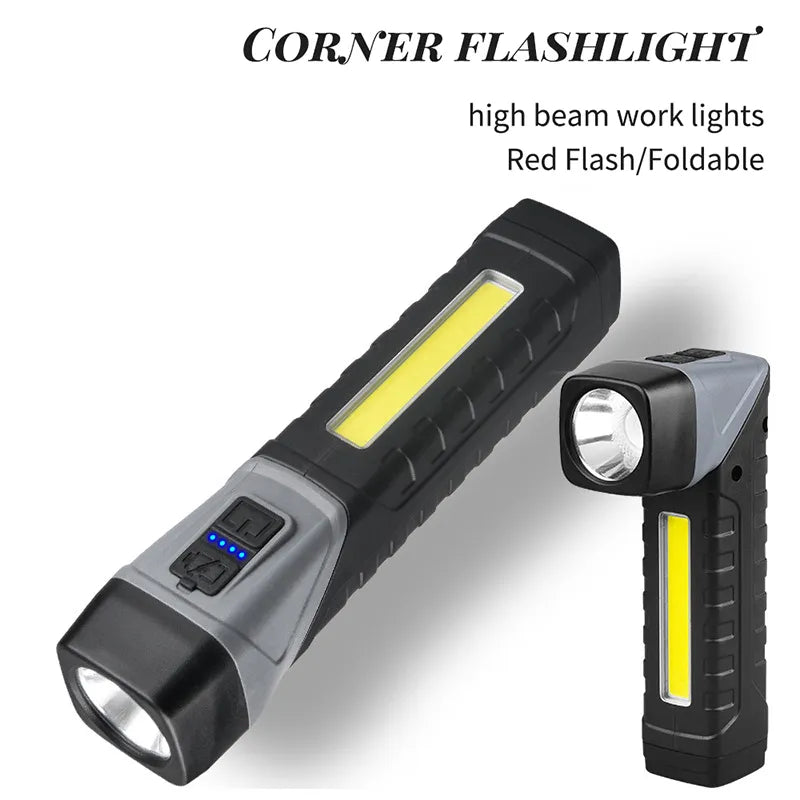 New Multi-functional Rotatable Foldable Strong Light Flashlight USB Rechargeable Waterproof Work Light Outdoor Camping Lantern-WAYBIKER