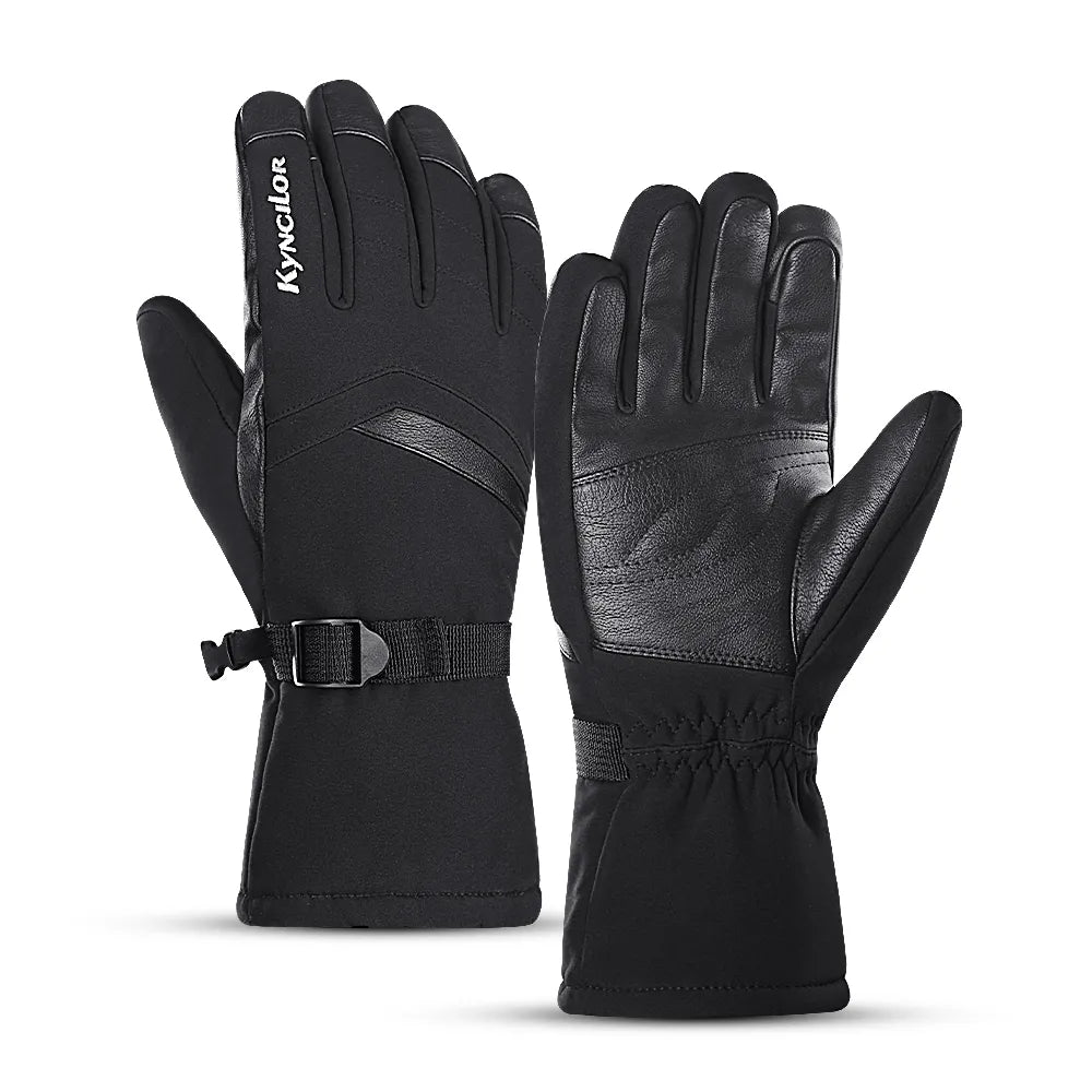 Winter Outdoor Cycling Ski Mountaineering Gloves Thicken Fleece Warm Touchscreen Double Waterproof Design Snowmobile Gloves-WAYBIKER