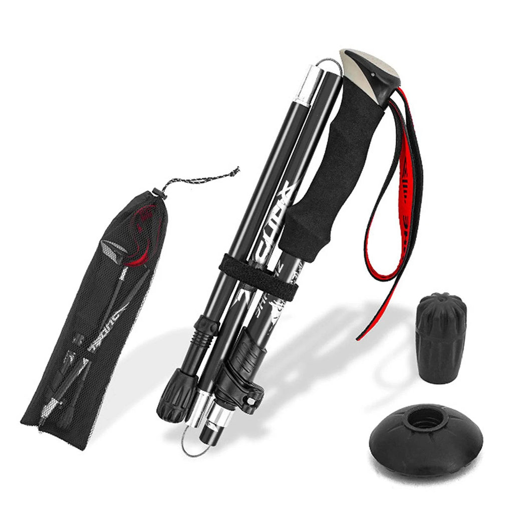 Lightweight Collapsible Trekking Pole Five-fold Walking Stick for Hiking Camping Backpacking Aluminum Alloy Trekking Pole-WAYBIKER