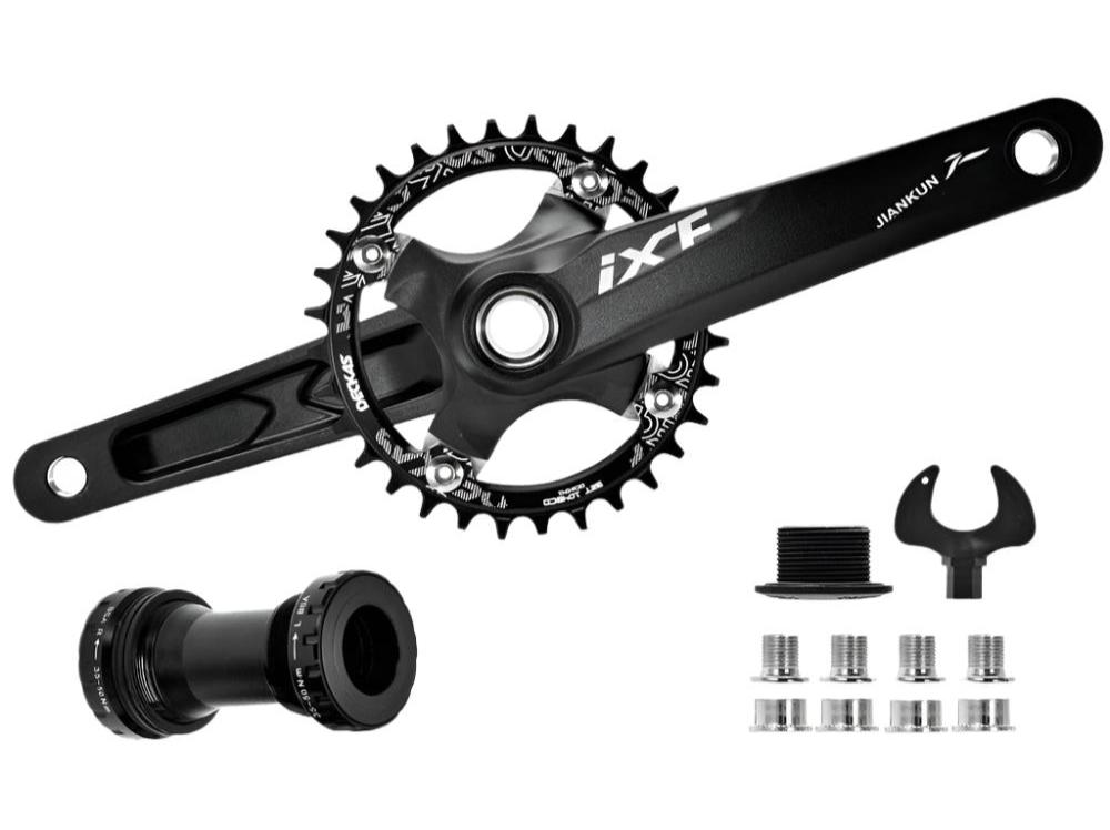 JIANKUN MTB Crankset 1X System BCD104 Mountain Bike 170mm Crank BB Bottom Bracket Set External Crankset Pedalier Candle For axis-WAYBIKER