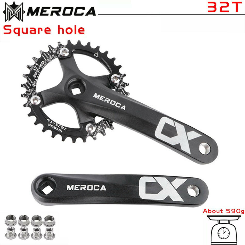 MEROCA CX Square Hole Bicycle Crankset 104BCD Aluminum Alloy IXF Square Hole Mountain Bike Crankset 170mm 32T/34T/36T/38T/40T/42-WAYBIKER