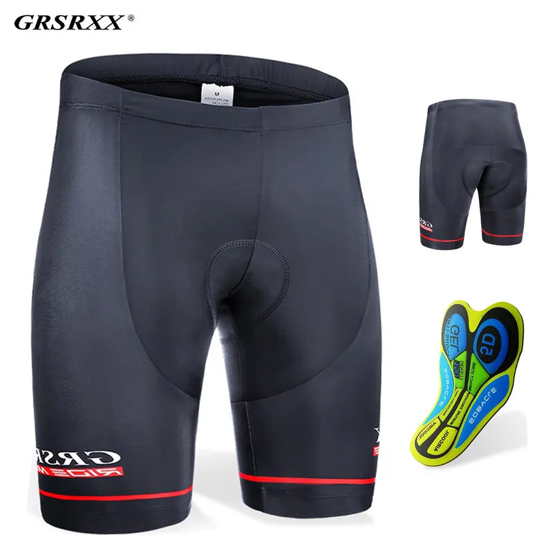 GRSRXX Summer Cycling Shorts Men's Bike Pants MTB Shockproof 5D Gel Pad Tights Breathable Road Racing Bicycle Sports Clothing