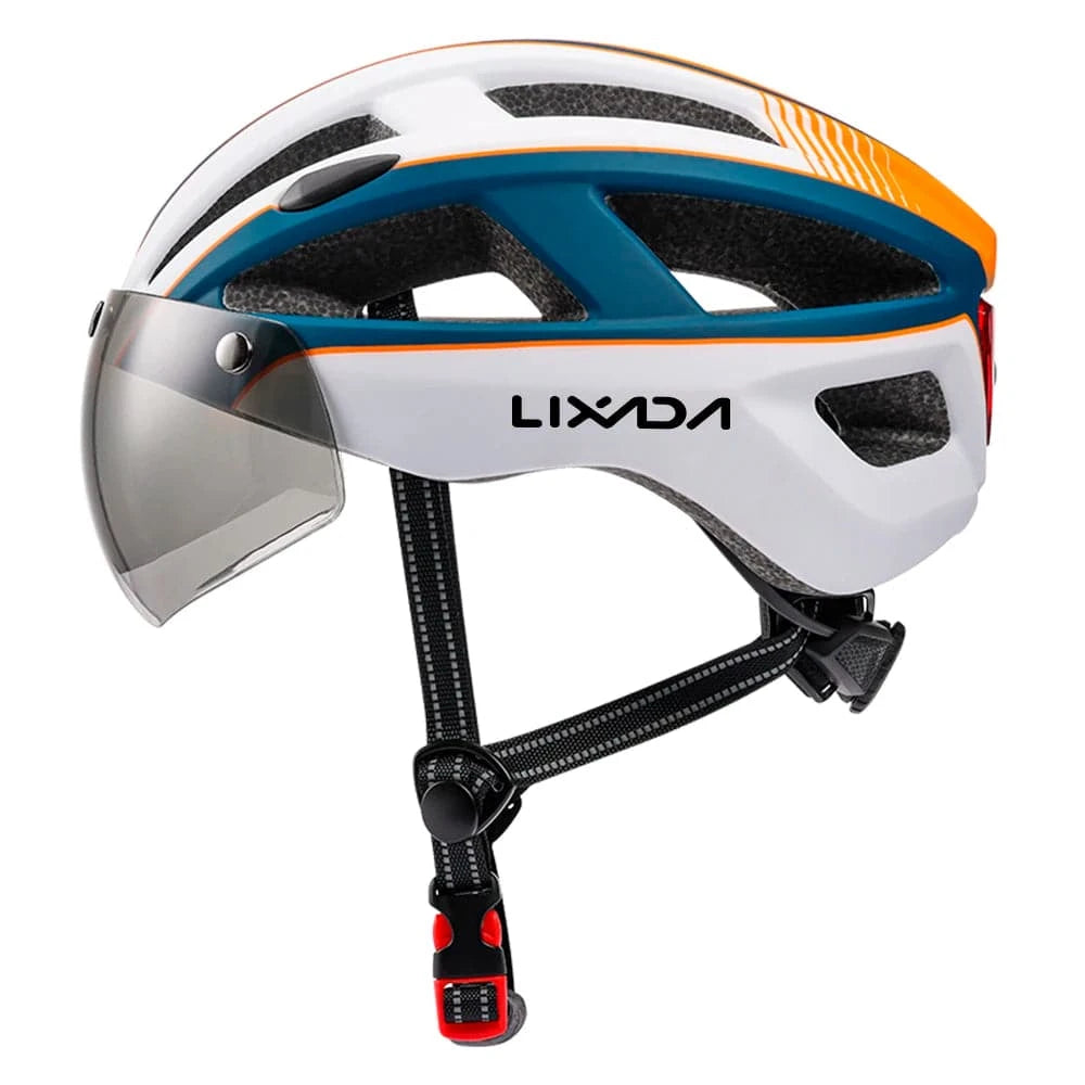 Mountain Bike Helmet One-piece Structure Cycling Helmets with Detachable Magnetic Goggles and USB Rechargeable Rear Light-WAYBIKER