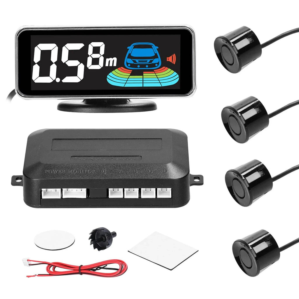 Rear Reversing Radars System LCD Display Car Parking Sensor Distance Detection Sound Warning Buzzer With 4pcs/8pcs Probes-WAYBIKER