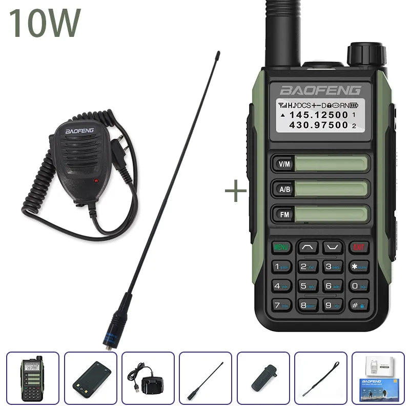 Baofeng UV-16 Plus Walkie Talkies Long Range 10KM Waterproof Two Way Radio10W VHF UHF Band UV 16 Pro USB Type C Upgrade of UV-5R-WAYBIKER