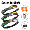 1/3/5/10PCS Sensor Headlamp 10 Lighting Modes Camping Fishing Search Light USB Rechargeable Waterproof LED Headlamp Headlight