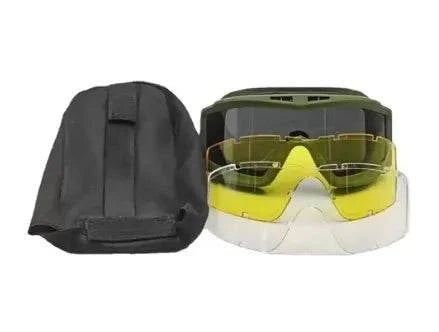 Airsoft Tactical Goggles 3 Lens Windproof Dustproof Shooting Motocross Motorcycle Mountaineering Glasses CS Safe Protection-WAYBIKER