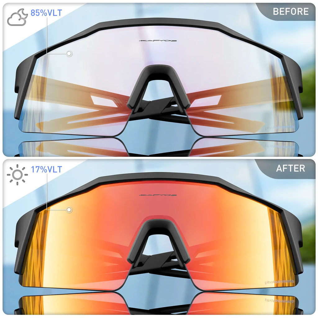 Kapvoe Red Photochromic Cycling Sunglasses Men UV400 Outdoor Bicycle Sunglasses Blue Glasses New Cycl Mountain Goggles Eyewear-WAYBIKER