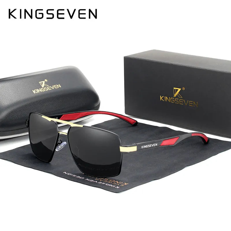 KINGSEVEN Aluminum Men's Sunglasse Polarized Lens Brand Red Design Temples Sun glasses Coating Mirror Glasses-WAYBIKER