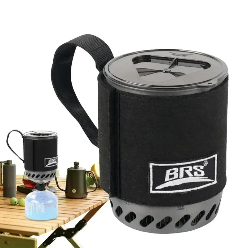 BRS 61 Jet Boil Camping Pot Stove With Heat Exchanger Portable Gas Stove Quick Burn Coffee Cup Furnace Backpacking Camp Burner-WAYBIKER