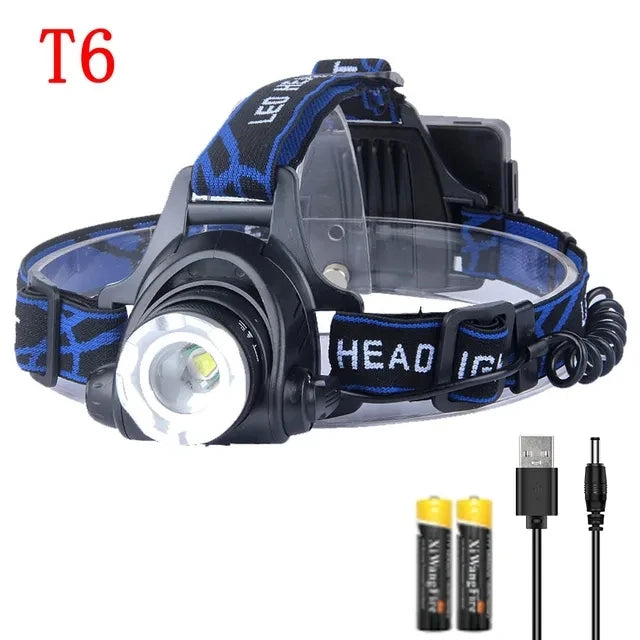 Powerful LED Induction Headlamp USB/DC Rechargeable Headlight Aluminium Alloy Outdoor Fishing Head Lamp High Lumen Head Torch-WAYBIKER