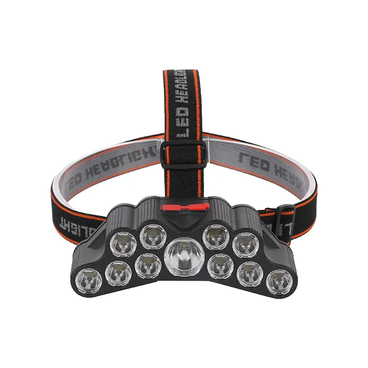11 LED Flashlight USB Rechargeable with Built in 18650 Battery Strong Light Camping Adventure Fishing Head Light Headlamp-WAYBIKER