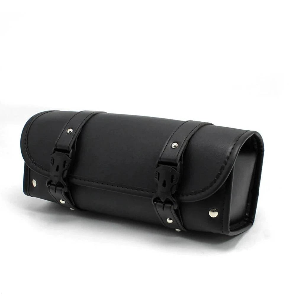 Motorcycle Tools Bag Retro Barrel Shape Motorcycle Front Bag Black Waterproof Saddlebags Motorcycle Riding Bag-WAYBIKER