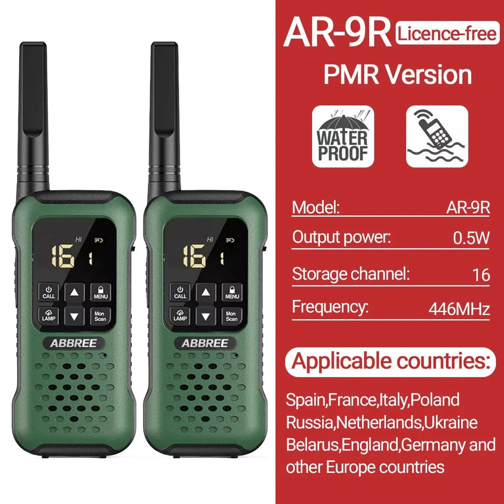 2/4 PCS AR-9R PMR Walkie Talkie IP67 Waterproof Floating NOAA Long Range Rechargeable Ham Two Way Radio for Fishing Kayaking-WAYBIKER
