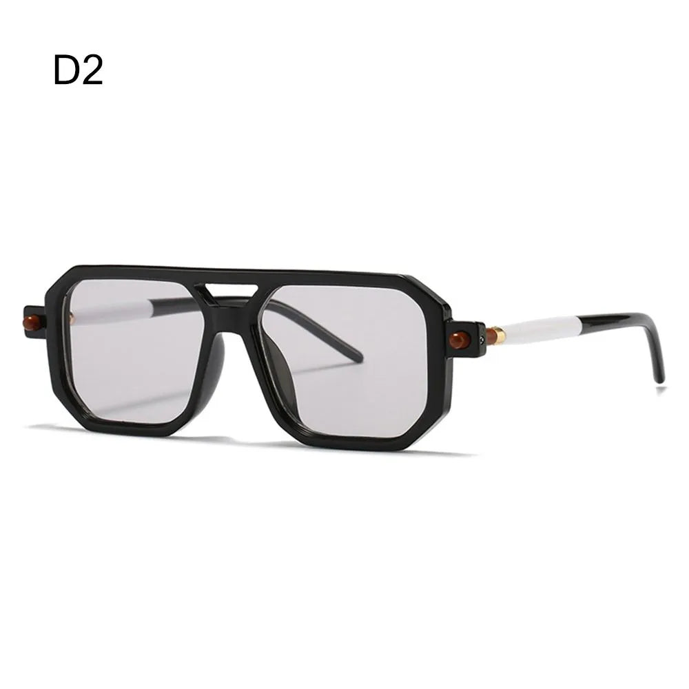 Fashion Leopard Sun Glasses UV400 Eyewear Sunglasses Double Bridge Women's Sunglasses Street Wear Shades Men's Shades-WAYBIKER