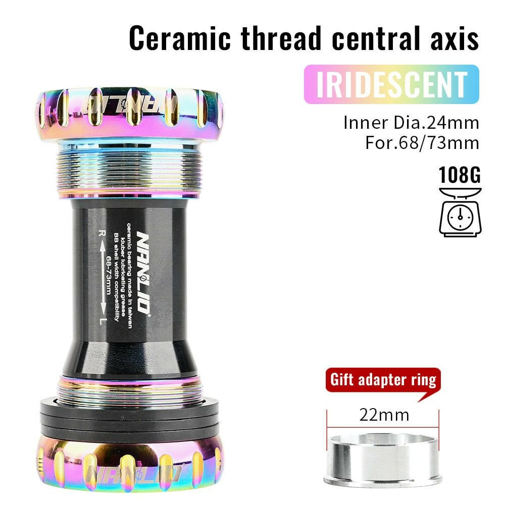 Nanlio BSA Bearing Bottom Bracket Screw Type 68/73 mm Bicycle Axis MTB Road Bike Aluminum Alloy Waterproof Crank Set Axis Parts-WAYBIKER