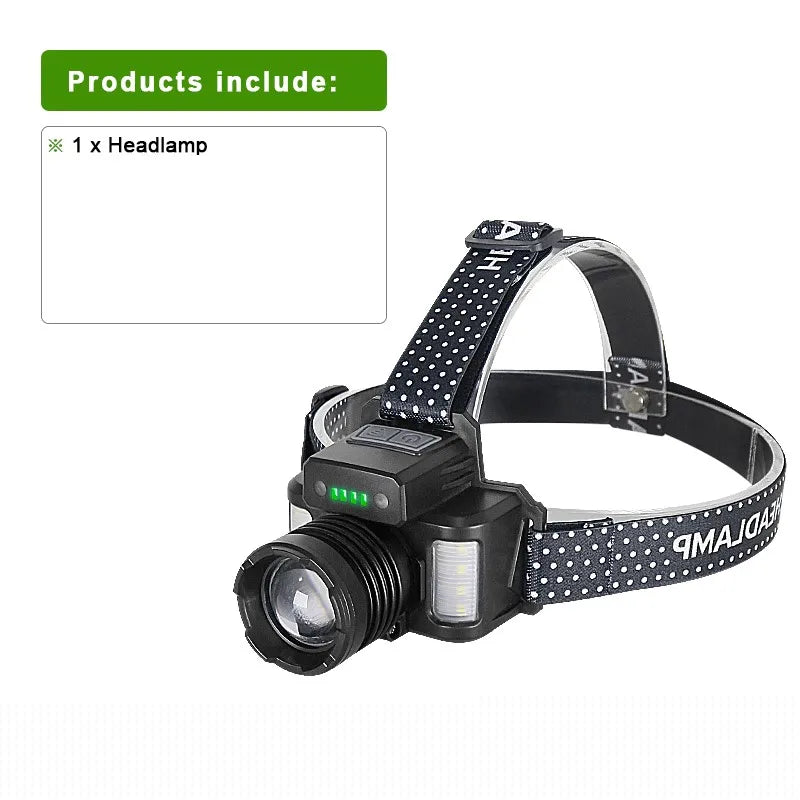 Most Powerful IR Sensor Headlamp 1800M Rechargeable LED Headlight Super Bright Head Flashlight Long Shot Head Lamp Fishing Torch-WAYBIKER