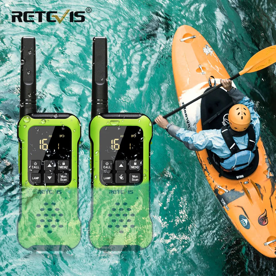 Retevis Walkie Talkie Waterproof IP67 Floating Two-way Radio 2 pcs Included PMR 446 Rechargeable AA Battery Fishing Kayak RT649P-WAYBIKER