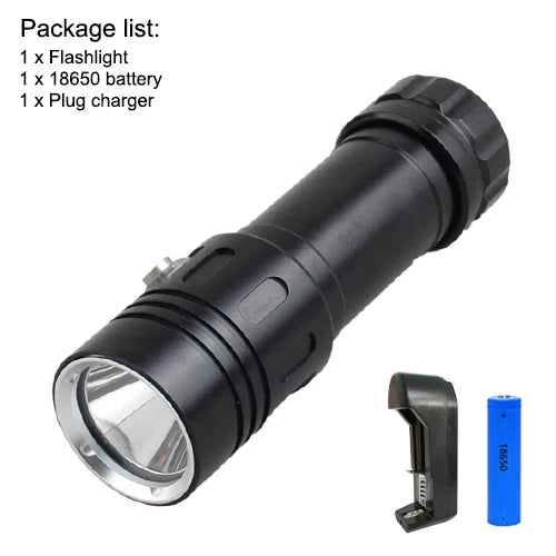 Asafee Af05D Led Flashlight Torch Underwater 50M Diving Lamp 4 File Waterproof L2 Dive Light Power By 26650 Battery-WAYBIKER