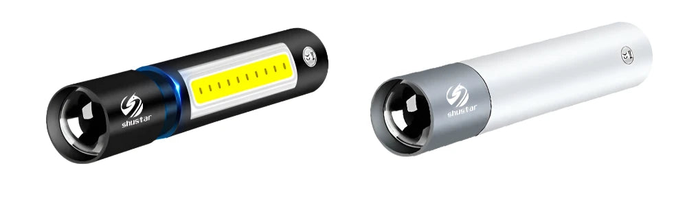 USB Rechargable Mini LED Flashlight 3 Lighting Mode Waterproof Torch  Telescopic Zoom Stylish Portable Suit for Night Lighting-WAYBIKER