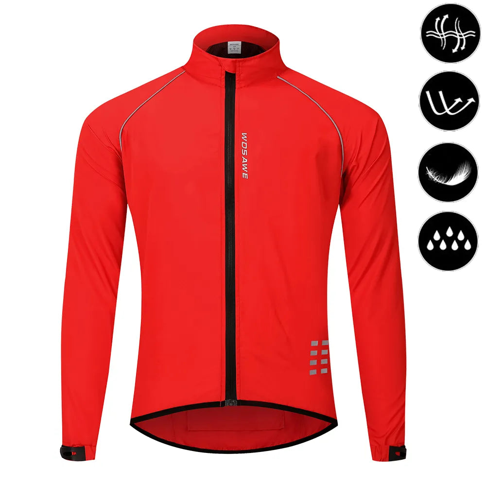 WOSAWE Men's Cycling Windbreaker Ultralight Reflective Windproof Jacket Men MTB Road Bike Wind Coat Long Sleeve Bicycle Clothing-WAYBIKER