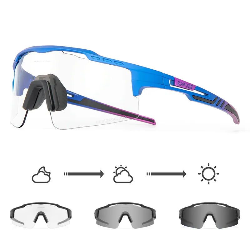 Kapvoe Photochromic Sunglasses Cycling Glasses for Men Women Sports Speed Road MTB Mountain Bike Bicycle Cycle Eyewear Goggle-WAYBIKER