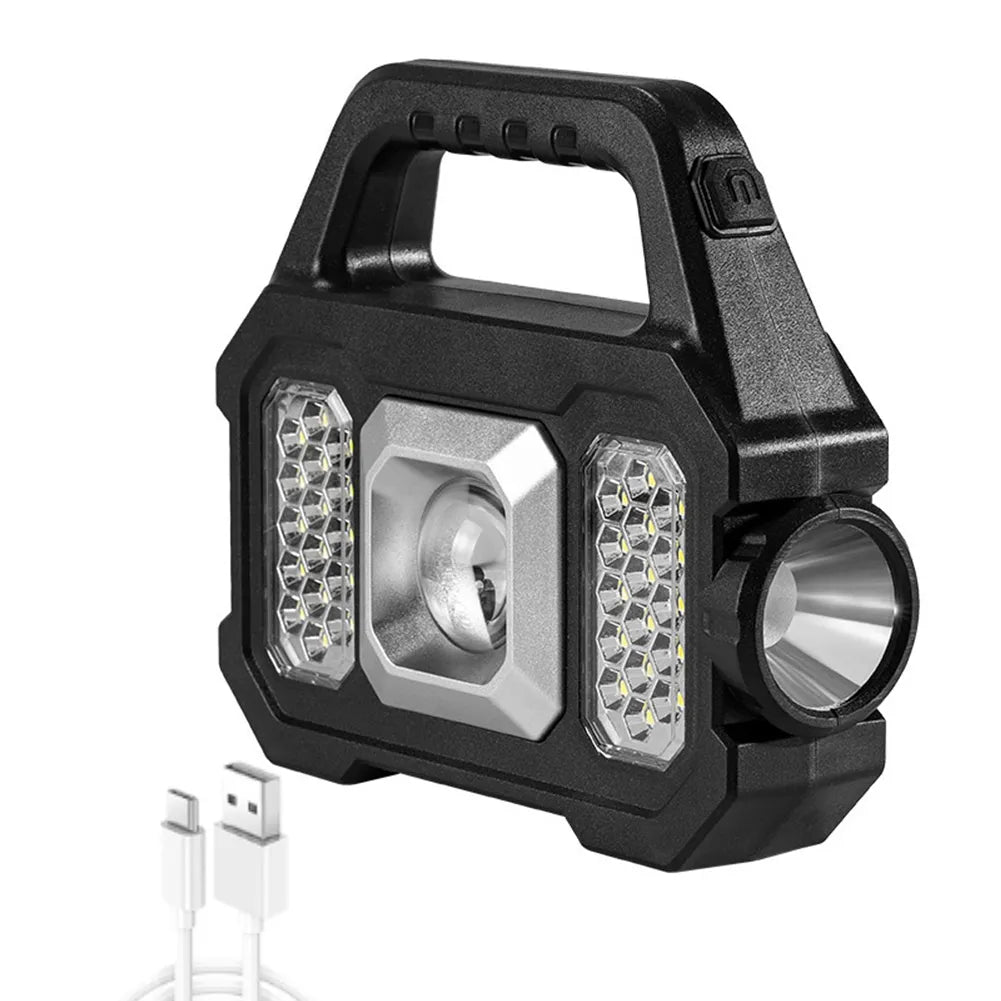 Super Bright Solar LED Camping Flashlight With COB Work Lights USB Rechargeable Handheld 6 Modes Solar Powered Lanterns-WAYBIKER