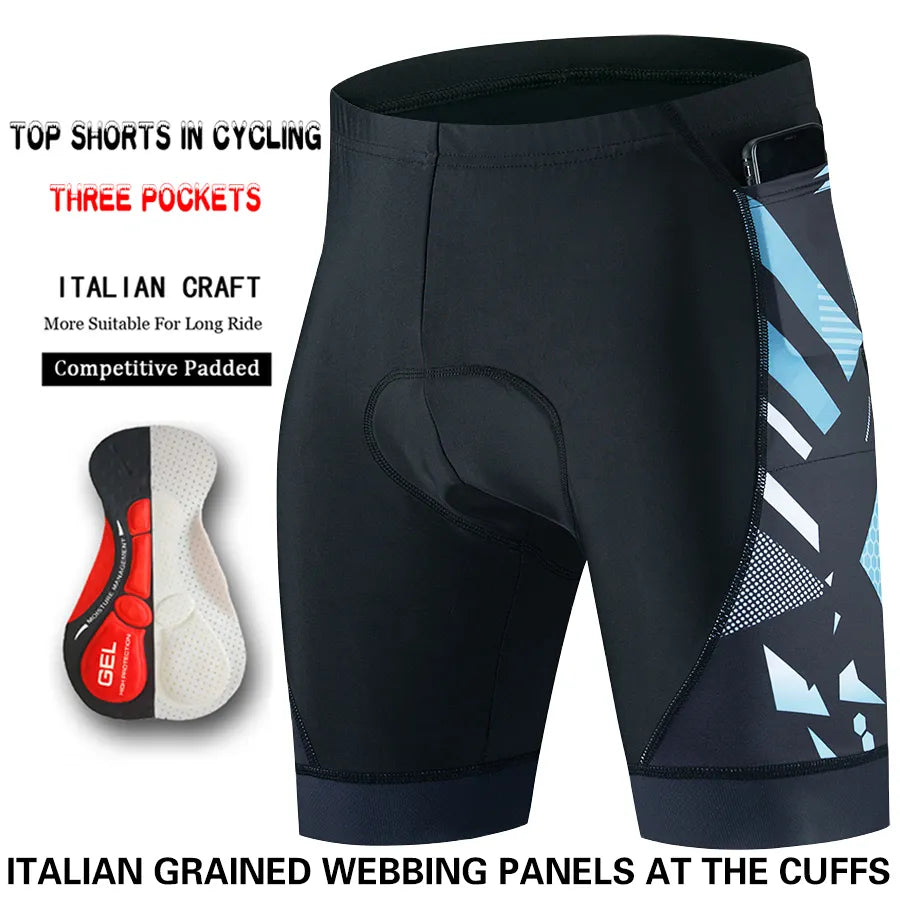 Three pocket Cycling Shorts Bike Tights Triathlon 5D Gel Padded Pro Lycra Bicycle Shorts Breathable Man Mountain Biking Shorts