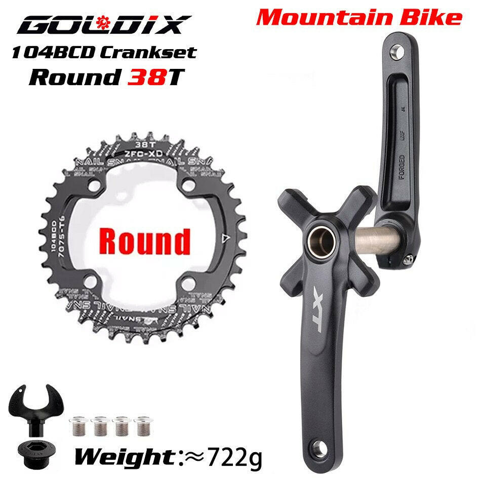 GOLDIX XT Bicycle Crankset 104BCD Chainring Wide Narrow 32-42T 170/175mm Forged Crank Compatible with SHIMANO/SRAM 11-12Speed-WAYBIKER