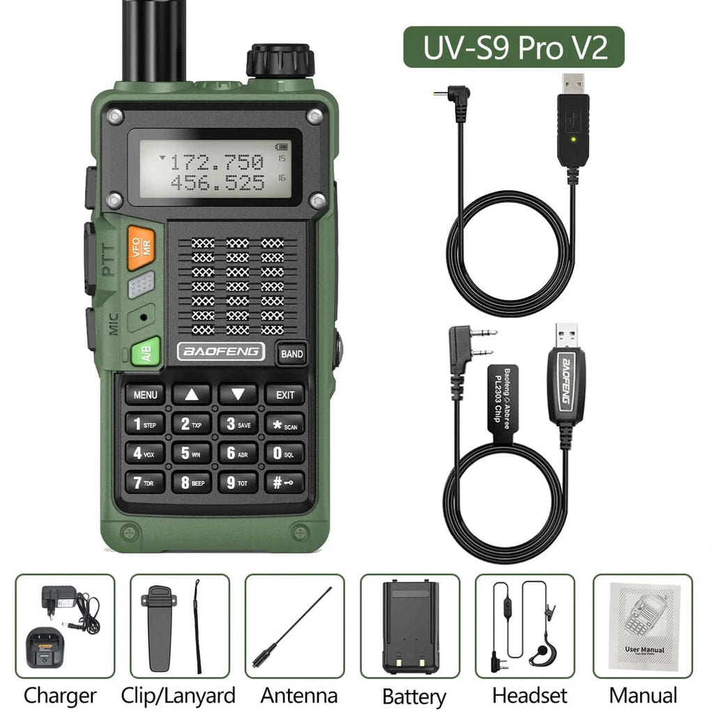 BaoFeng UV-S9 Pro V2 10W Powerful UHF VHF Waterproof Walkie Talkie Radio Long Range Up of UV-S9 Plus Portable Ham Two Way Radio-WAYBIKER