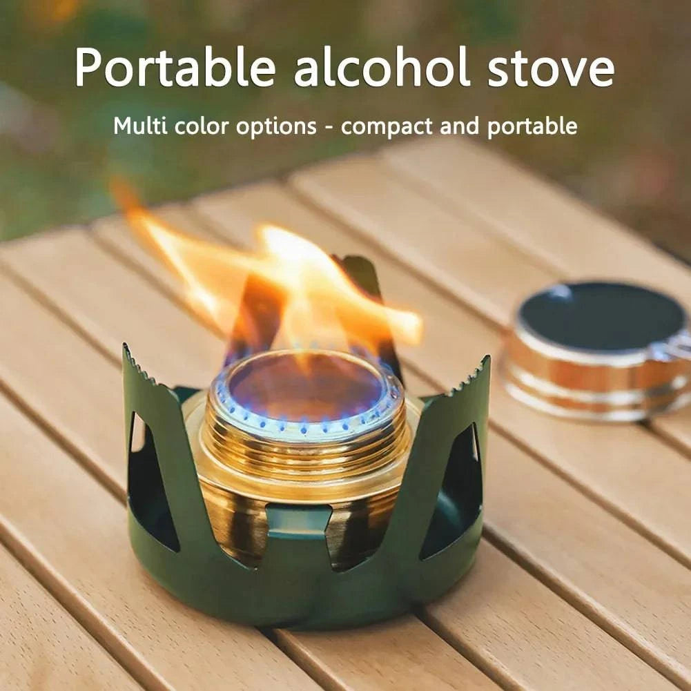 Portable Mini Alcohol Stove Burner Adjustable Firepower Gasoline Stove Aluminum Alloy Bracket Ultralight Brass Camping Stoves-WAYBIKER