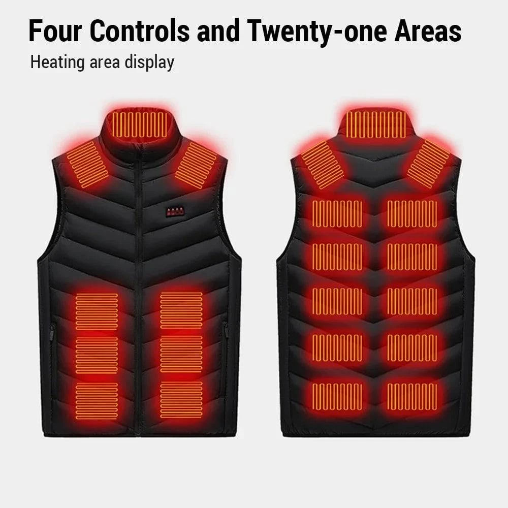USB Heated Vest Large Area Intelligent Constant Temperature Electric Heating Vest Three-speed Temperature Control Vest-WAYBIKER