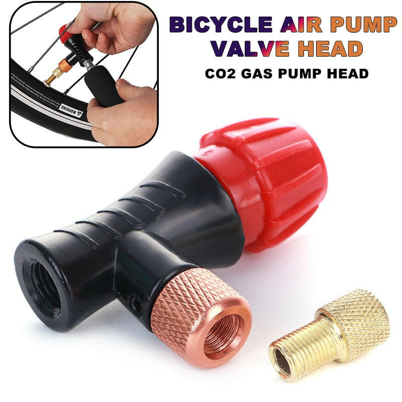 Bicycle Air Pump Valve Head Inflator Adapter CO2 Gas Pump Head Fast Inflatable Bike Inflator Head Compatible For Presta Schrader-WAYBIKER