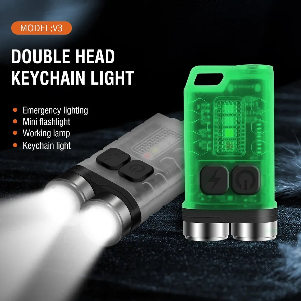 Mini Portable Key Light LED Flashlight TYPE C Rechargeable Camping Hiking Lantern High Power Luminous Flash Light Pocket Torch-WAYBIKER