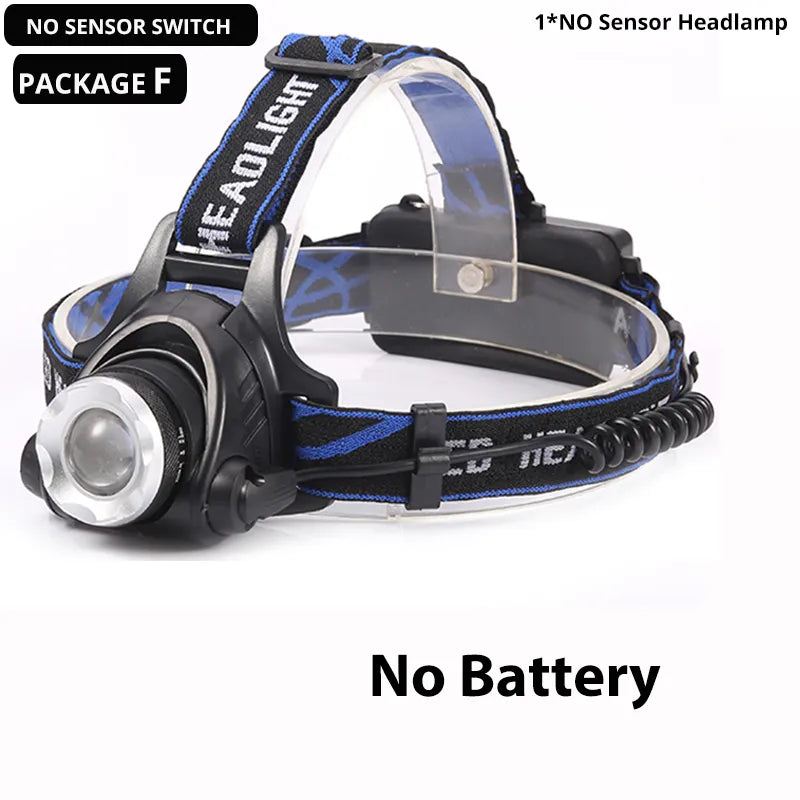 High Power Headlamp Flashlight LED Torch New XHP90 Sensor Headlight 18650 Rechargeable Fishing Camping Lantern-WAYBIKER