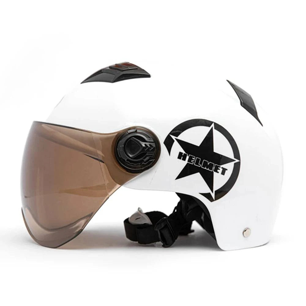 Motorcycle Helmet Half Open Face Adjustable Size Protection Gear Head Helmets Unisex With Adjustable Chin Strap-WAYBIKER