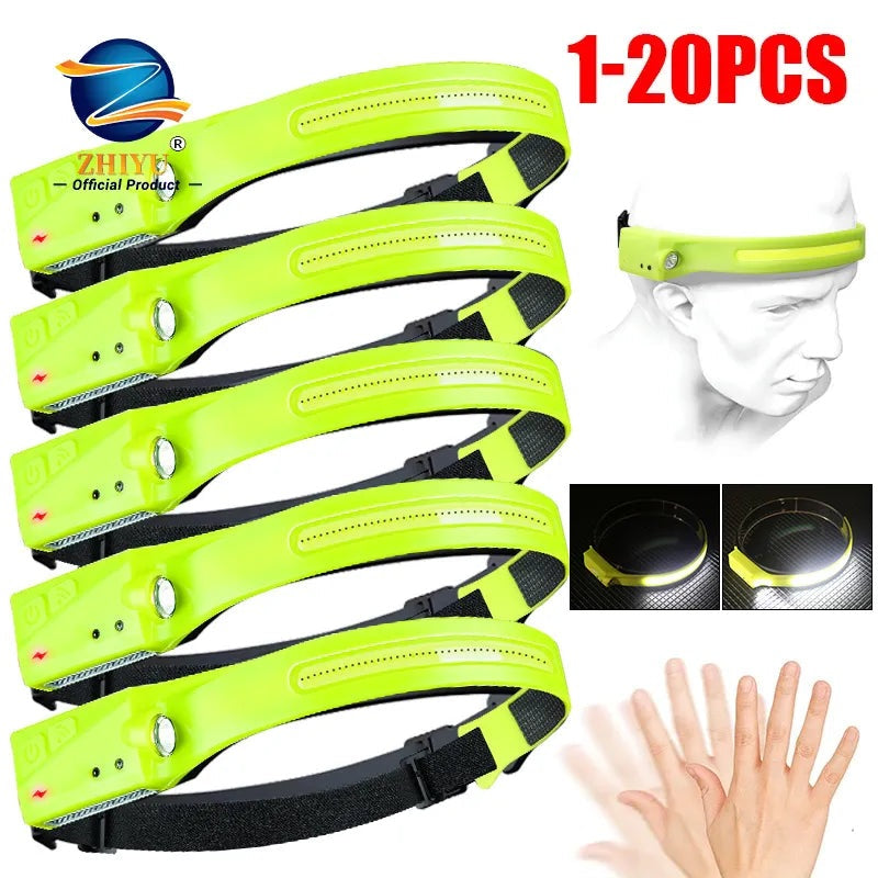 Headlamp Lantern Flashlight 18650 Built-in Battery Head Torch LED Induction Rechargable Headlight Outdoor Camping Fishing USB-WAYBIKER