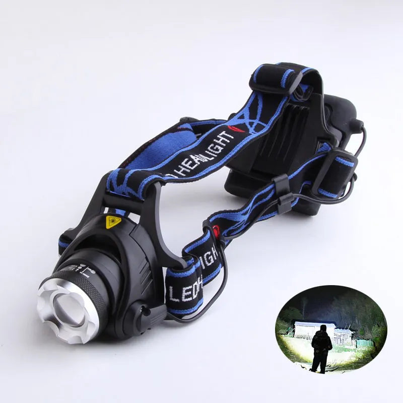 LED Headlamp Flashlight Running Camping Hiking Head Lamp Lightweight Waterproof AA Battery Zoomable Headlight-WAYBIKER