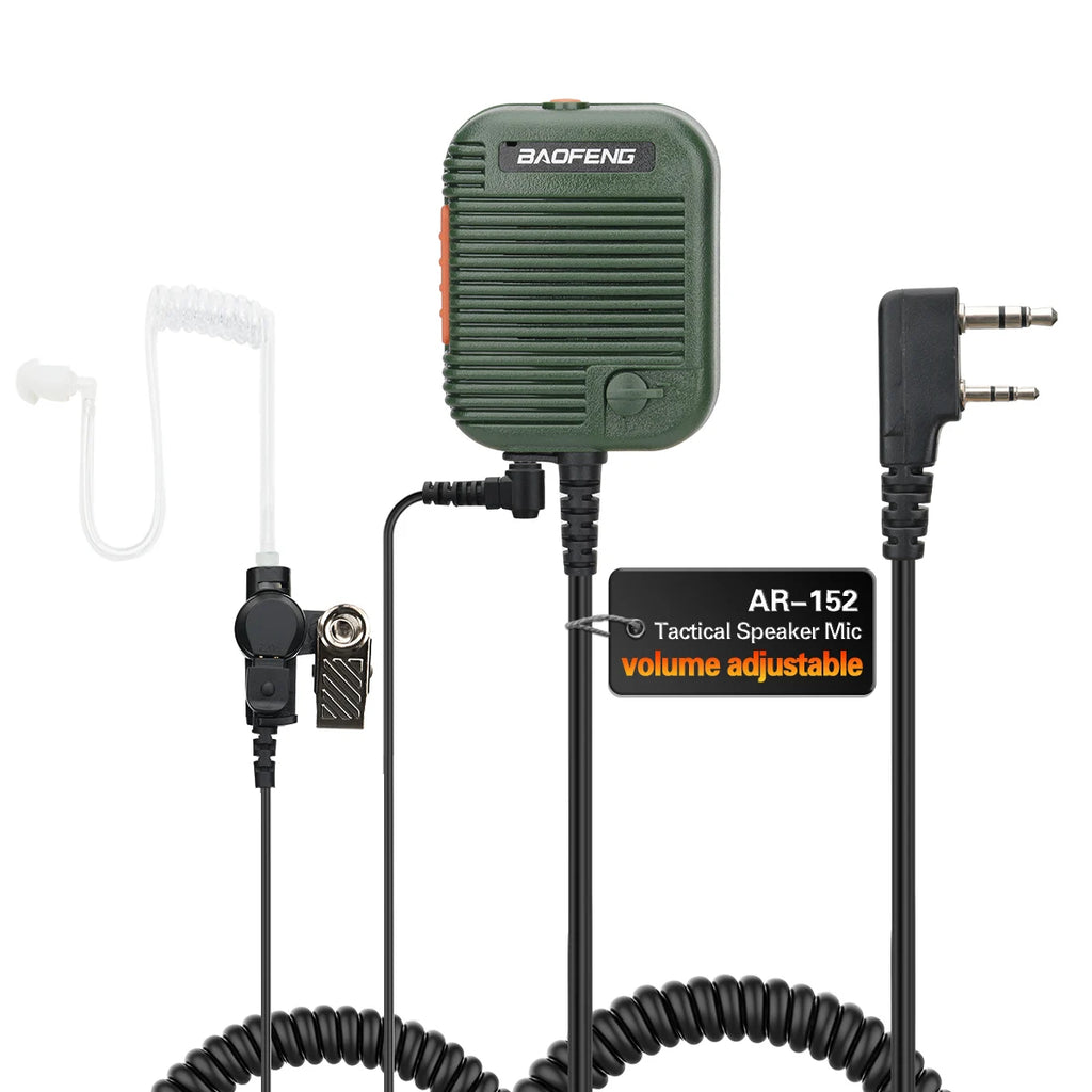 Baofeng AR-152 Tactical Remote Speaker Mic K Plug 2 Pin Volume Adjustable For AR-152 UV-5R S9 PLUS Walkie Talkie Two Way Radio